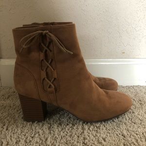 Brown heeled booties